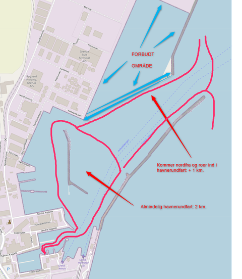 Vær obs på !<br />
"Forbudt område"<br />
i havnen.